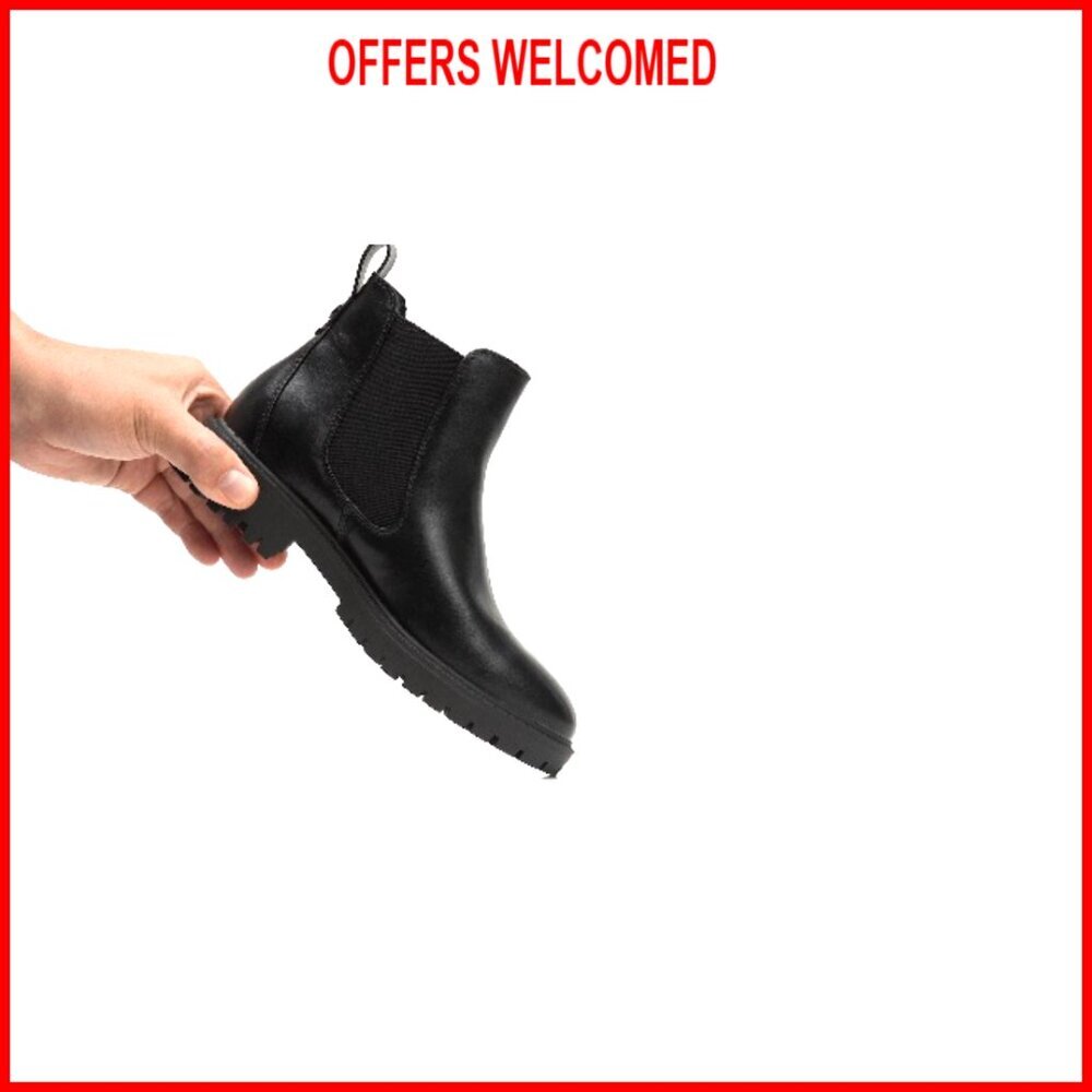 Women's Slip-On Chelsea Boots Low Heel Ankle Booties Synthetic Leather - Picture 7 of 7